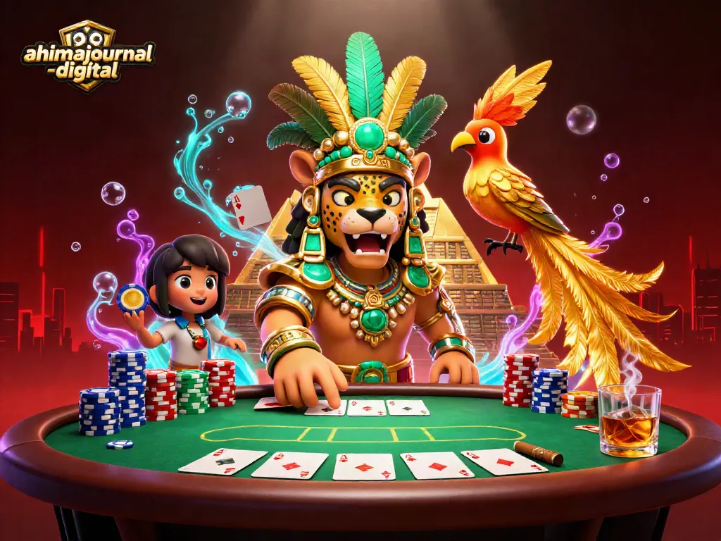 Engage with ahimajournal-digital's exciting 3D illustration showcasing dynamic poker action