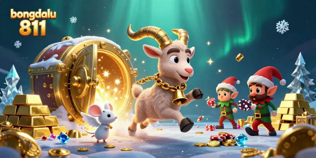 Experience thrilling action with bongdalu 811 in a vibrant casino scene featuring Krampus and mischievous characters.