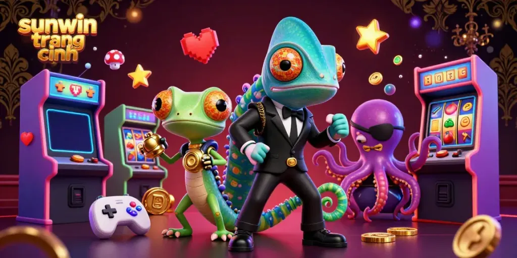 Engage in fun gameplay at sunwin trang chính with vibrant casino-themed characters and intriguing game elements.